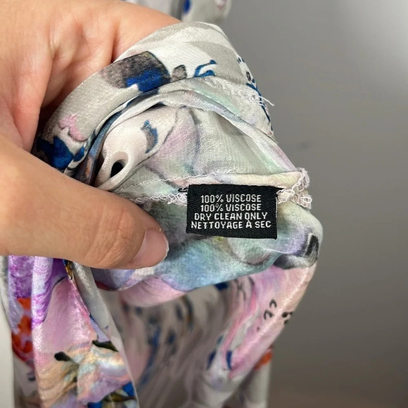 Tolani Kaylie Gray Floral Abstract Viscose Midi Dress - Picture 6 of 8